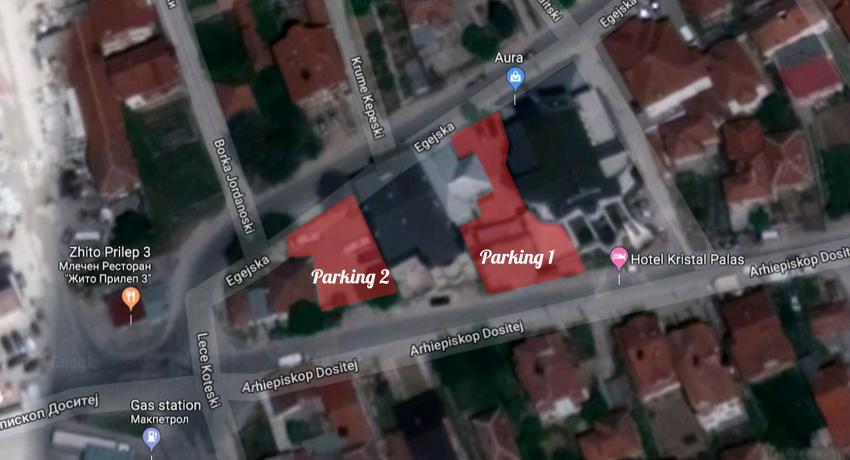Мапа на бесплатен приватен паркинг во Хотел Кристал Палас